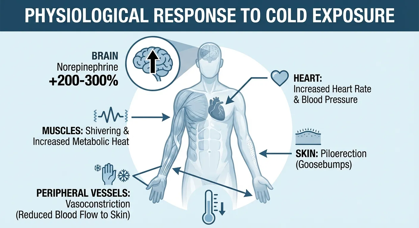 Diagram showing physiological responses to cold water exposure