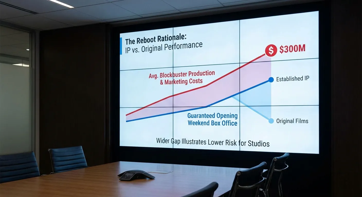 Chart showing rising blockbuster production costs versus opening weekend guarantees for IP