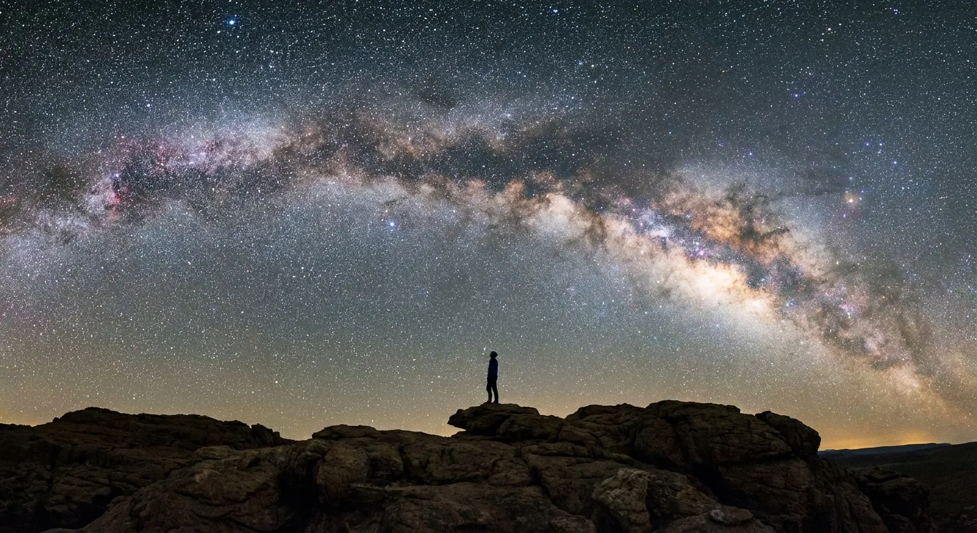 Person looking at stars contemplating nature of reality