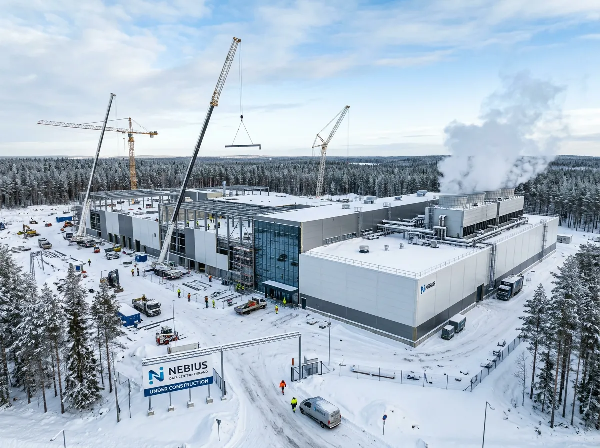 Nebius data center construction in Finland with AI server infrastructure