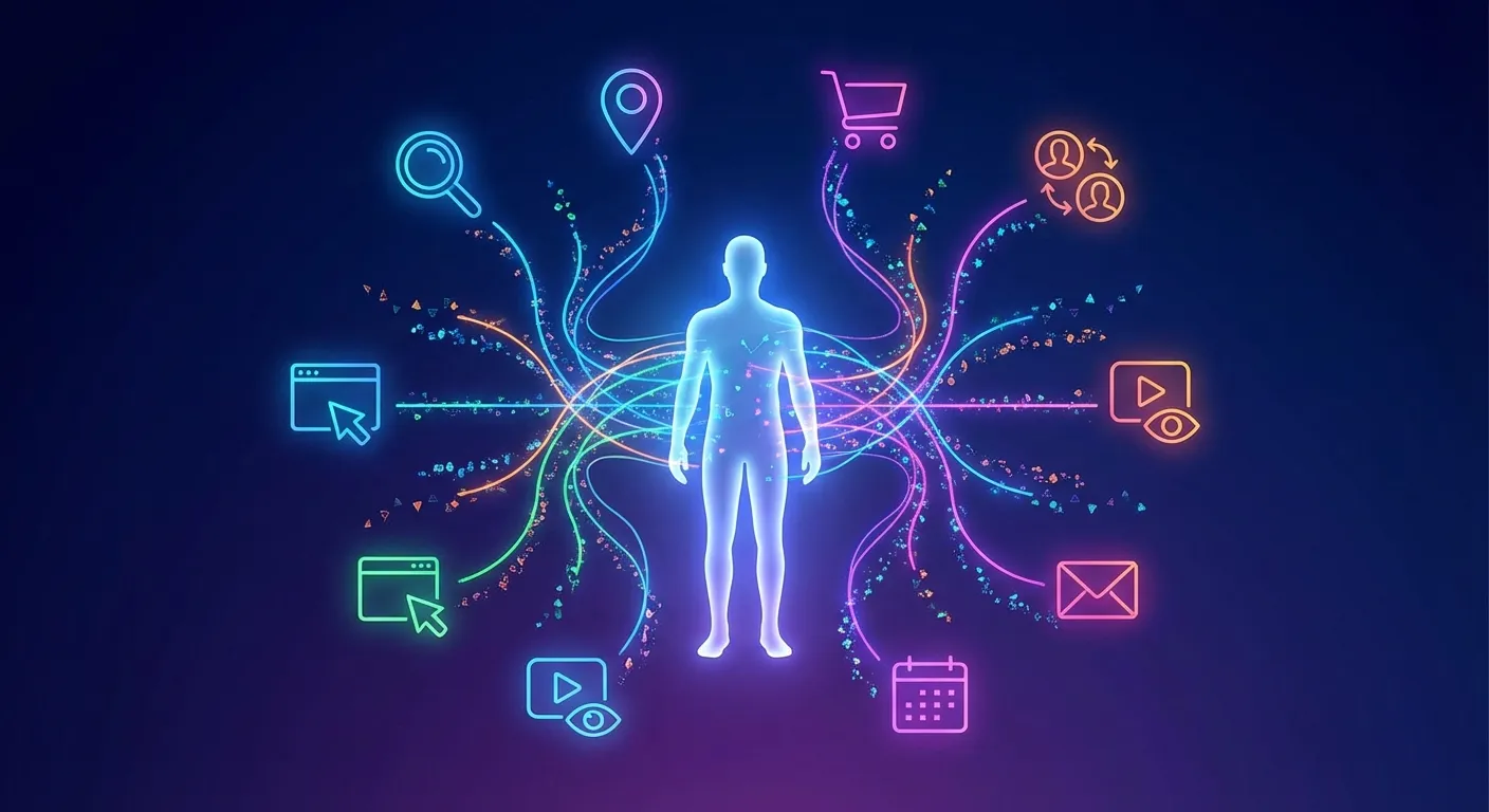 Visual representation of the many data sources feeding into a user profile
