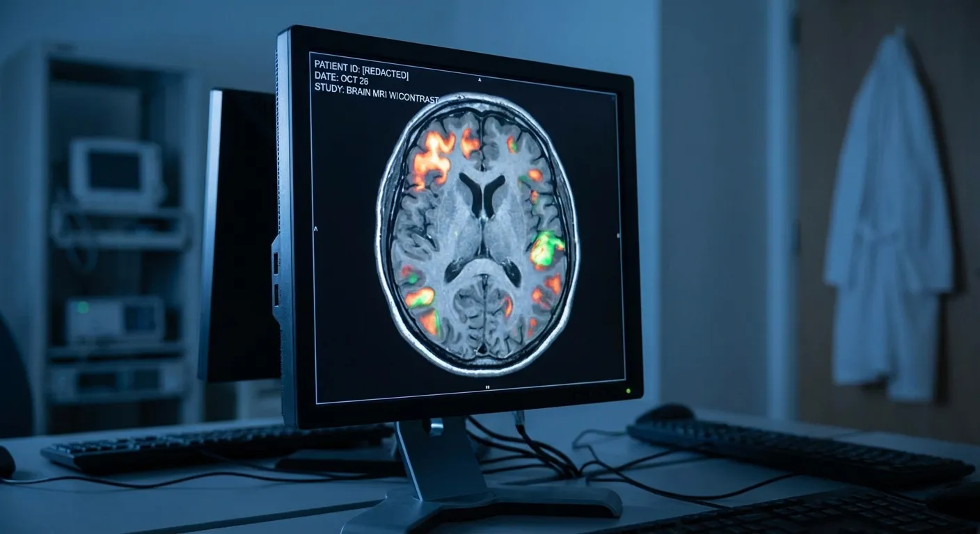 Brain scan MRI image showing areas of potential injury