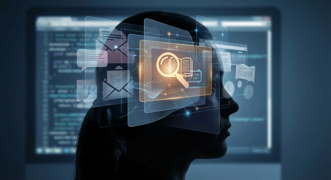 Mind divided between multiple overlapping thoughts and tasks creating mental fog