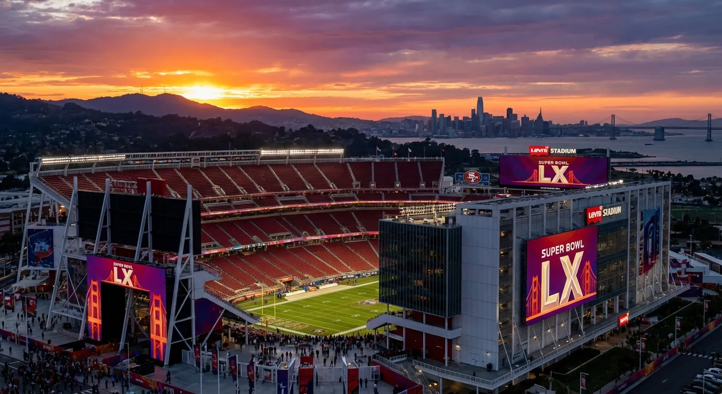 Super Bowl LX logo at Levi's Stadium in Santa Clara California