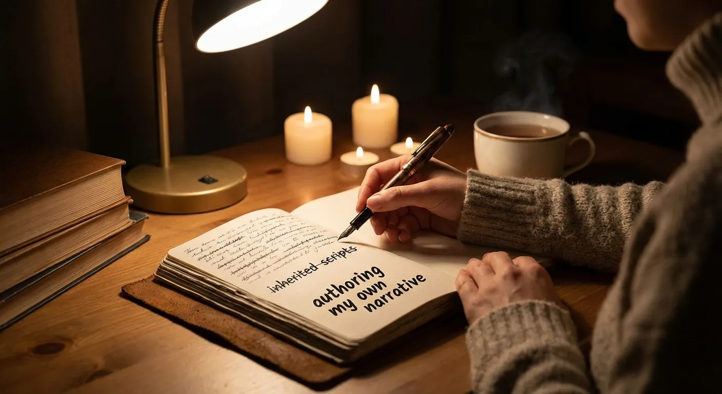 Person writing new story about themselves in journal