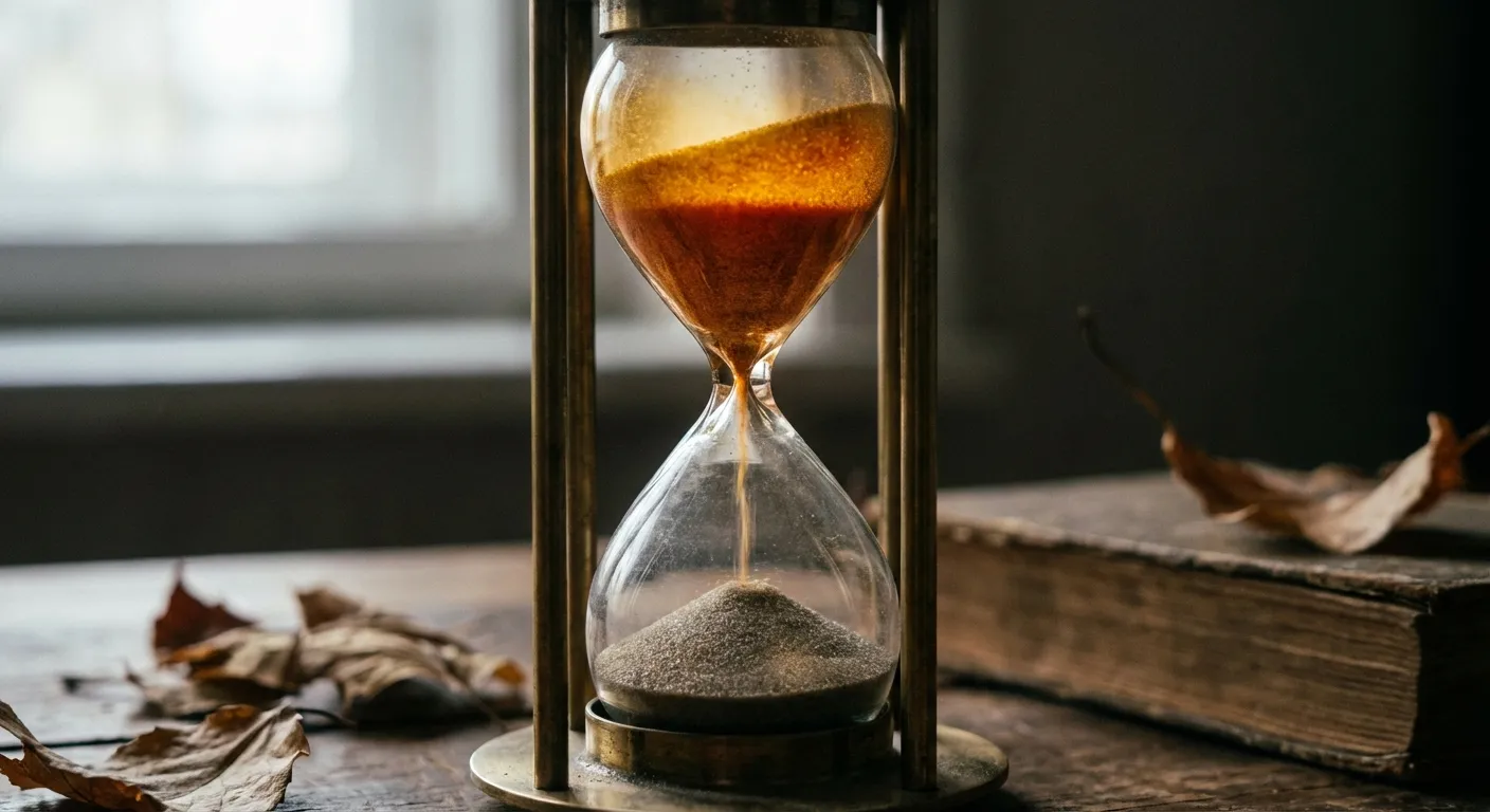 Hourglass with colorful sand representing meaning slowly draining over time