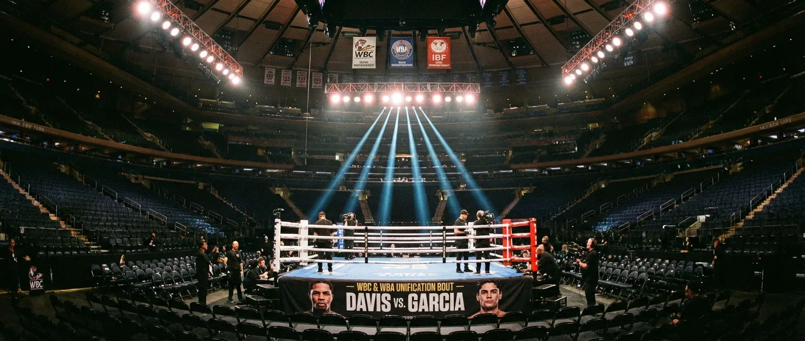 Boxing ring in iconic New York venue prepared for major championship fight