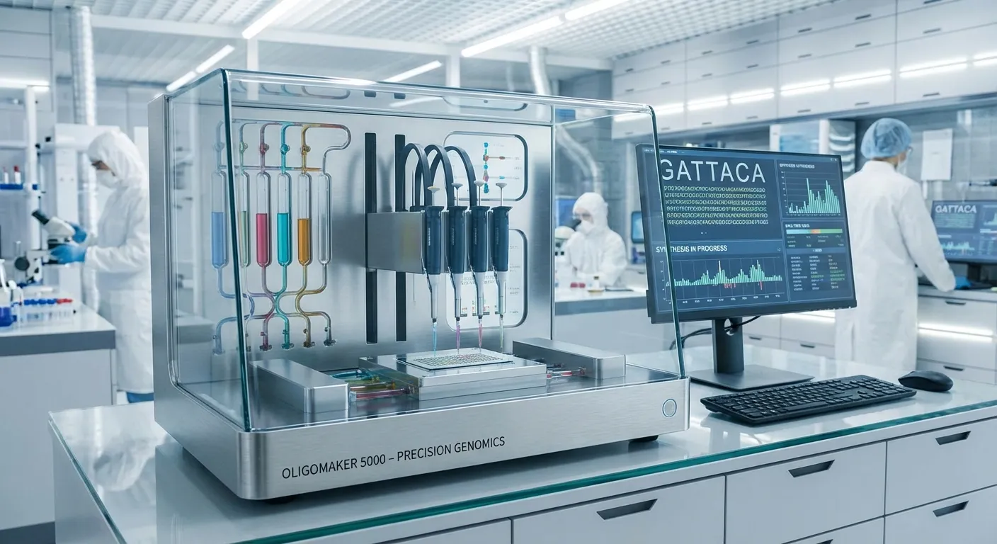 DNA synthesis machine printing custom genetic sequences