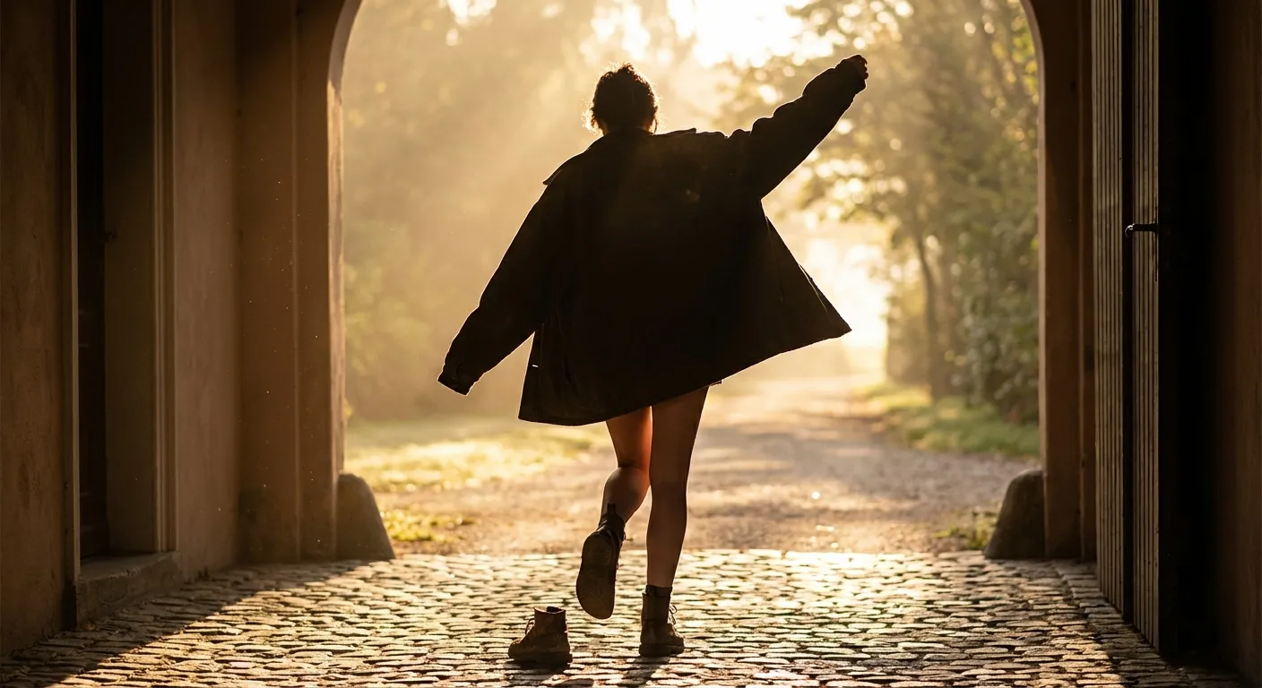 Person shedding old layers to reveal new self beneath