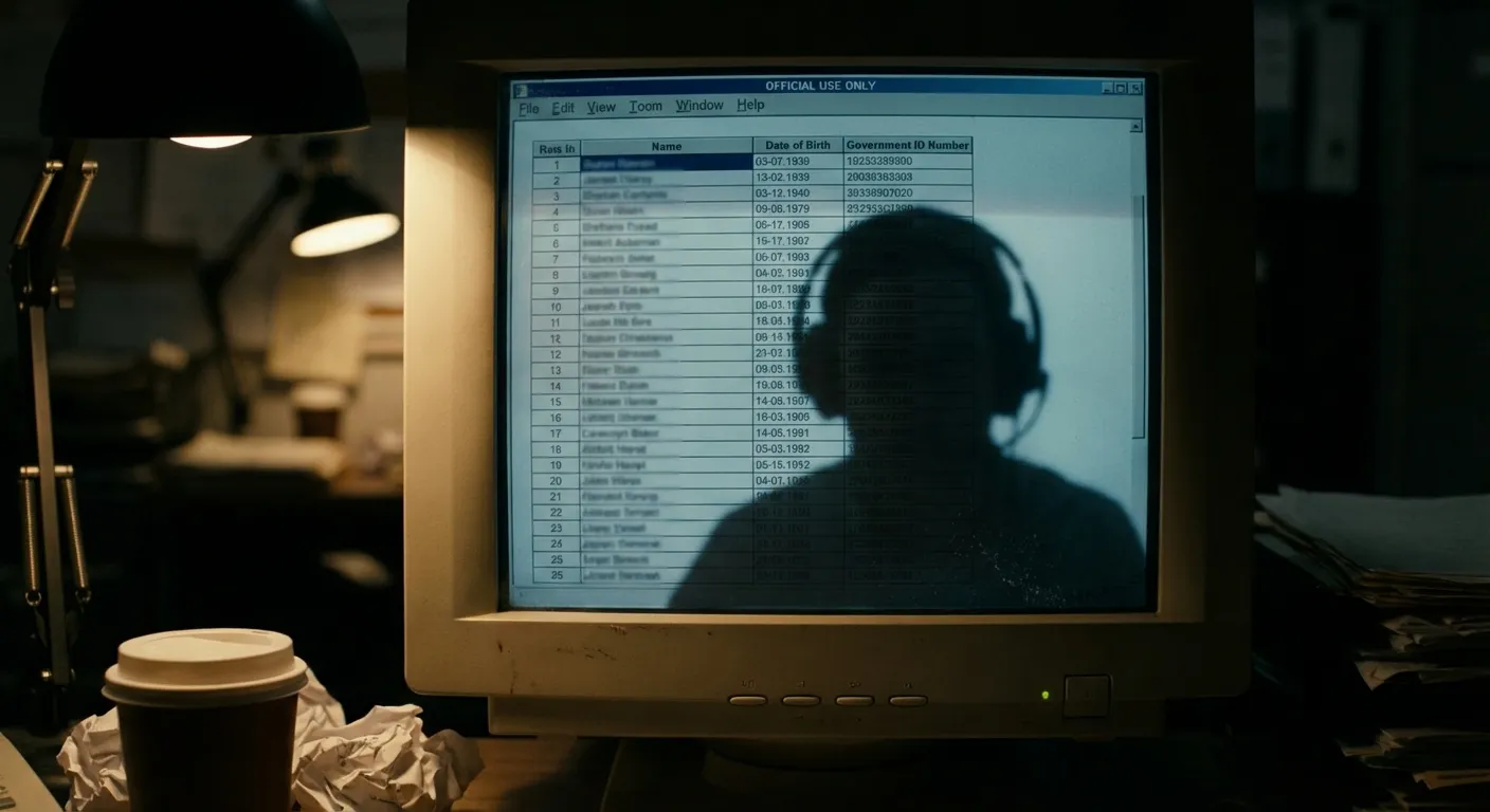 Computer screen showing sensitive data access representing privacy concerns