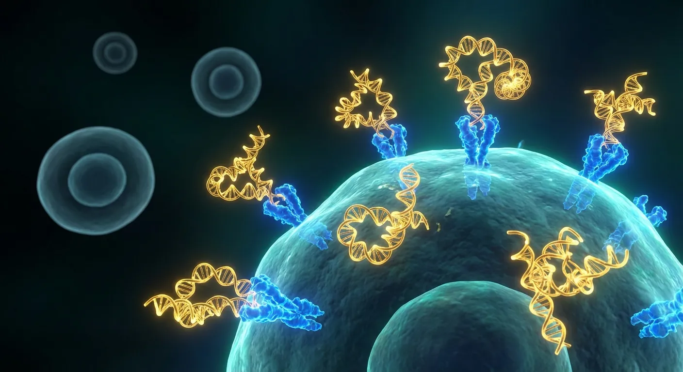 Microscopic visualization of aptamer molecules binding to senescent cell surface markers