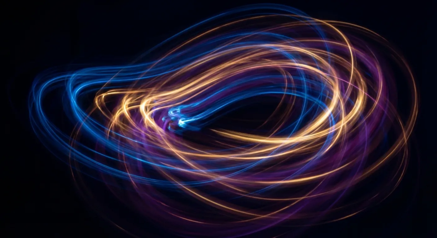Abstract colorful light trails representing creative energy and dynamic thinking patterns