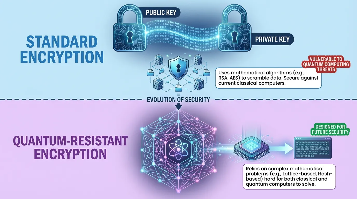 Diagram comparing end-to-end encryption with regular encryption